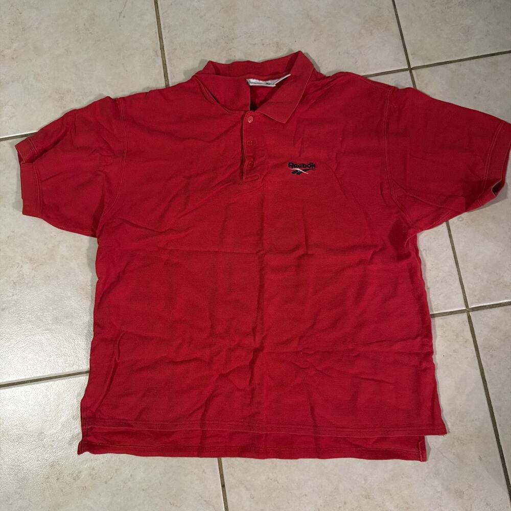 Reebok Men’s Collared Red Polo Shirt Large